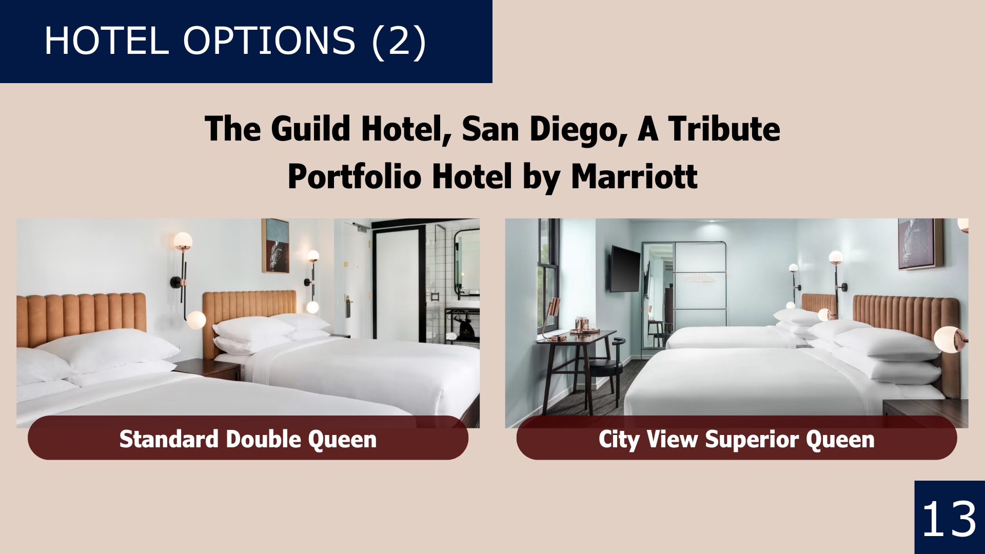 Room availability of the 2nd hotel option