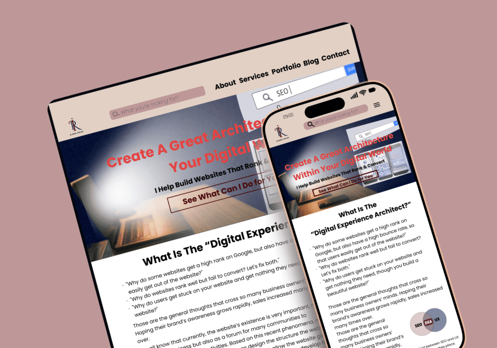 The picture shows the new face of my website after redesign and revamping