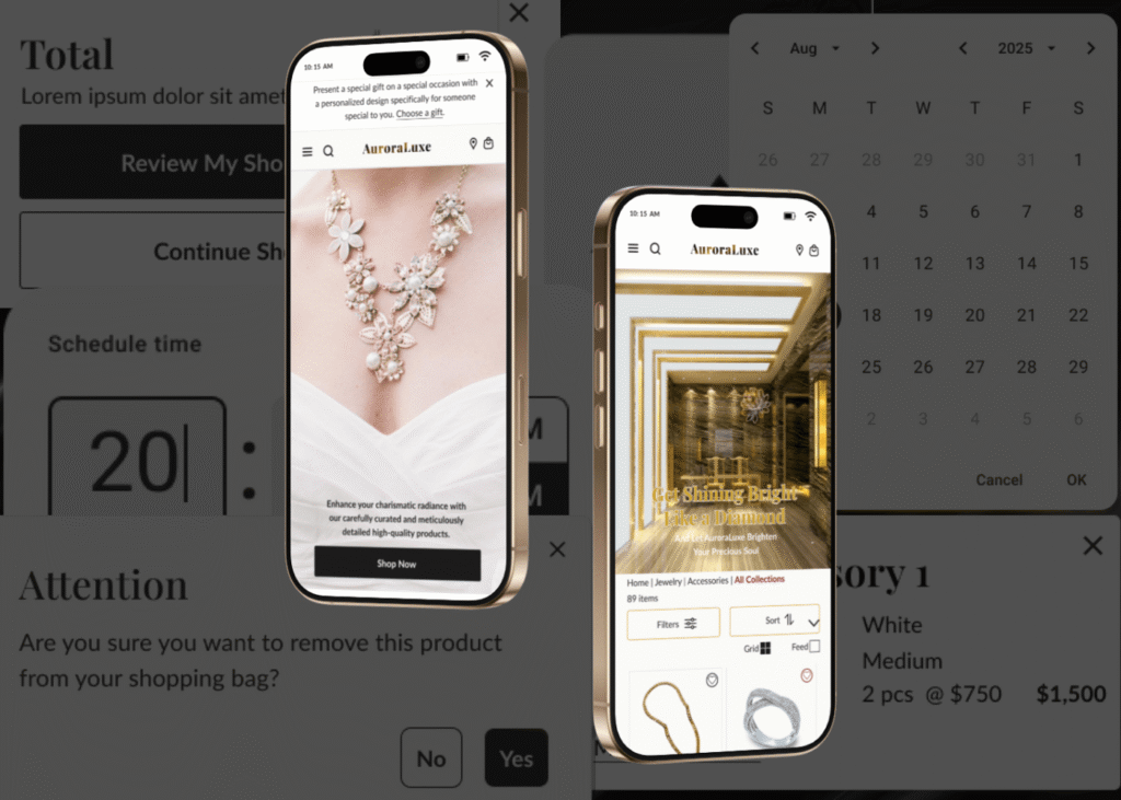 AuroraLuxe mockup design for mobile devices.