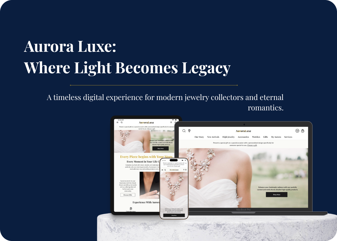 This is the cover of Aurora Luxe, my luxury e-commerce case study.